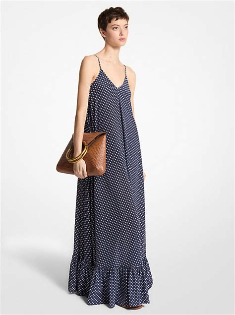 Polka Dot Organic Silk Crepe De Chine Slip Dress 